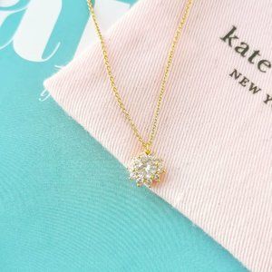 $58 kate Spade Sunny Halo Gold Clear Pendant Necklace NWT